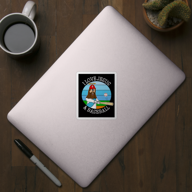I Love Jesus and Baseball Christian Baseball Sticker TeePublic